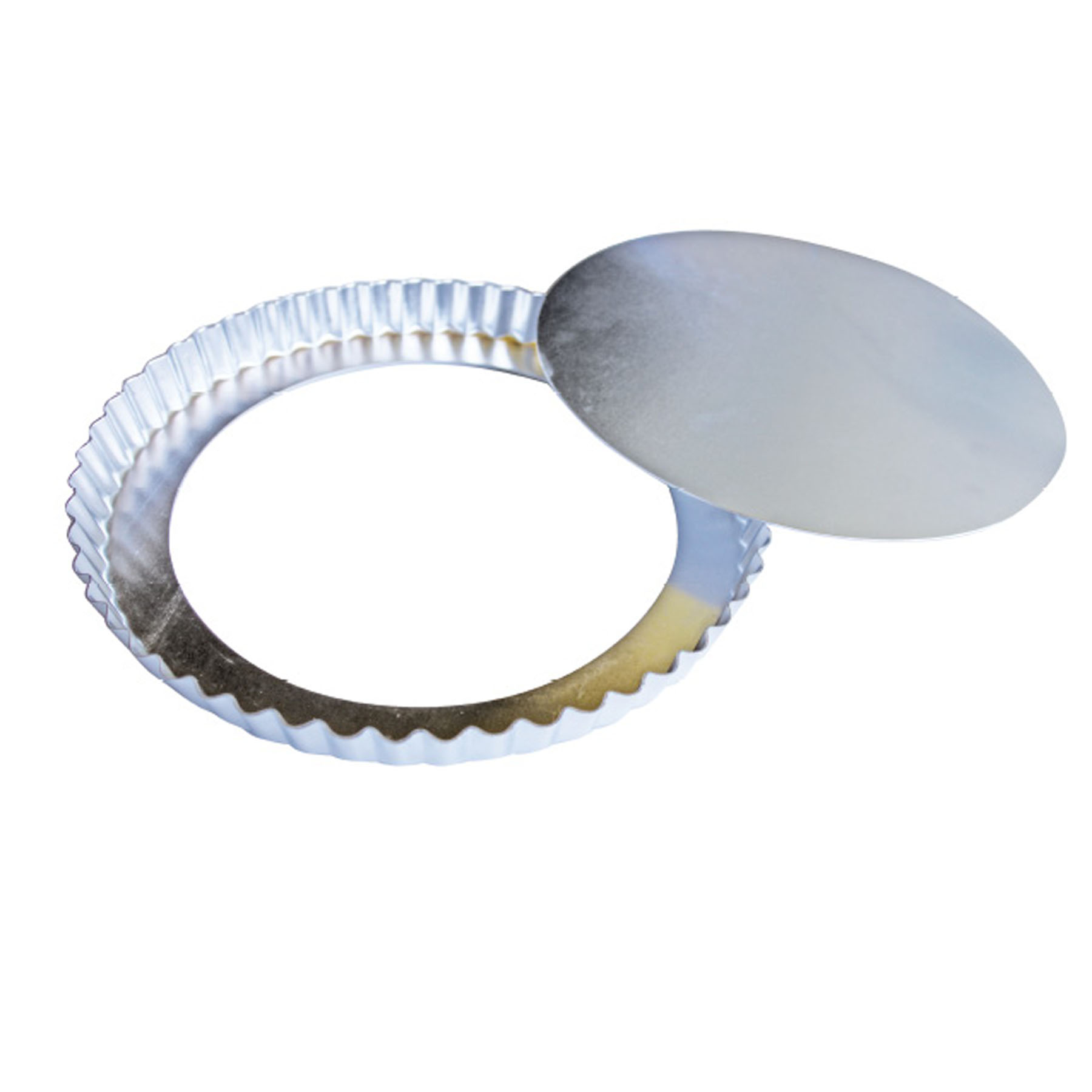 Kuchen-, Quicheform, Alu, silber, gewellt, Do: 320 mm, Du: 300 mm, H: 25 mm