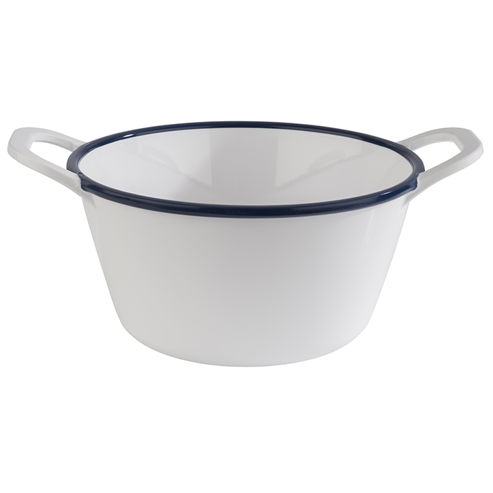Schale ENAMEL LOOK, 21,5 x 16,5 cm, H: 9,5 cm, Melamin, weiß, blauer Rand, 1 Liter