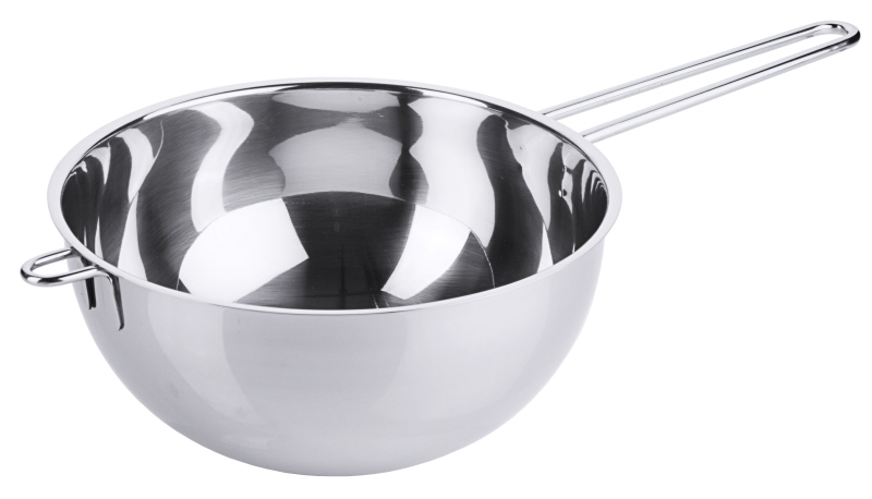 Wasserbadschüssel, mit Drahtgriff, EdSt., I: 2 ltr., D: 20 cm, H: 10 cm, Stiel: 20 cm