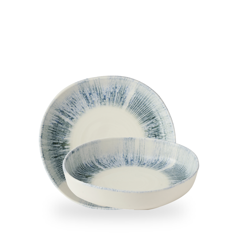 Churchill, Inked Lyra : Blue - Teller tief organisch m. erhöhten Rand, 23 x 4,5 cm