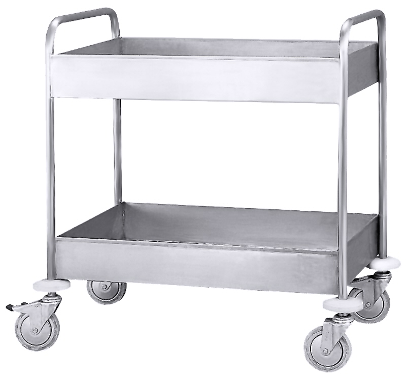 Abräumwagen für Geschirr, zwei hohe Ablagen, Edelstahl, 80 x 55 x 92 cm