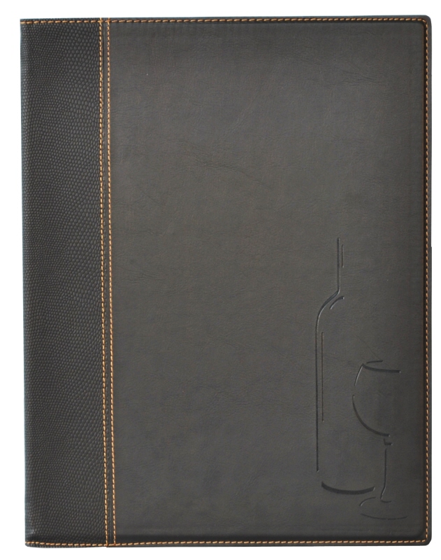 Weinkarte DIN A4, schwarzes Kunstleder, 34 x 24 cm