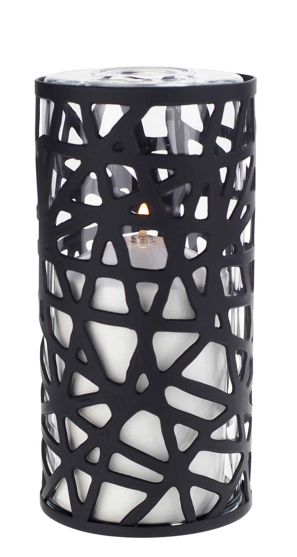 Tischlampe Zebra 80K, Lampenkörper: schwarz, Glaszylinder: klar, Höhe: 15 cm