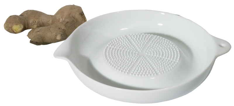 Ingwerreibe aus Porzellan, scharfe Reibfläche, D: 17,5 cm, H: 3 cm