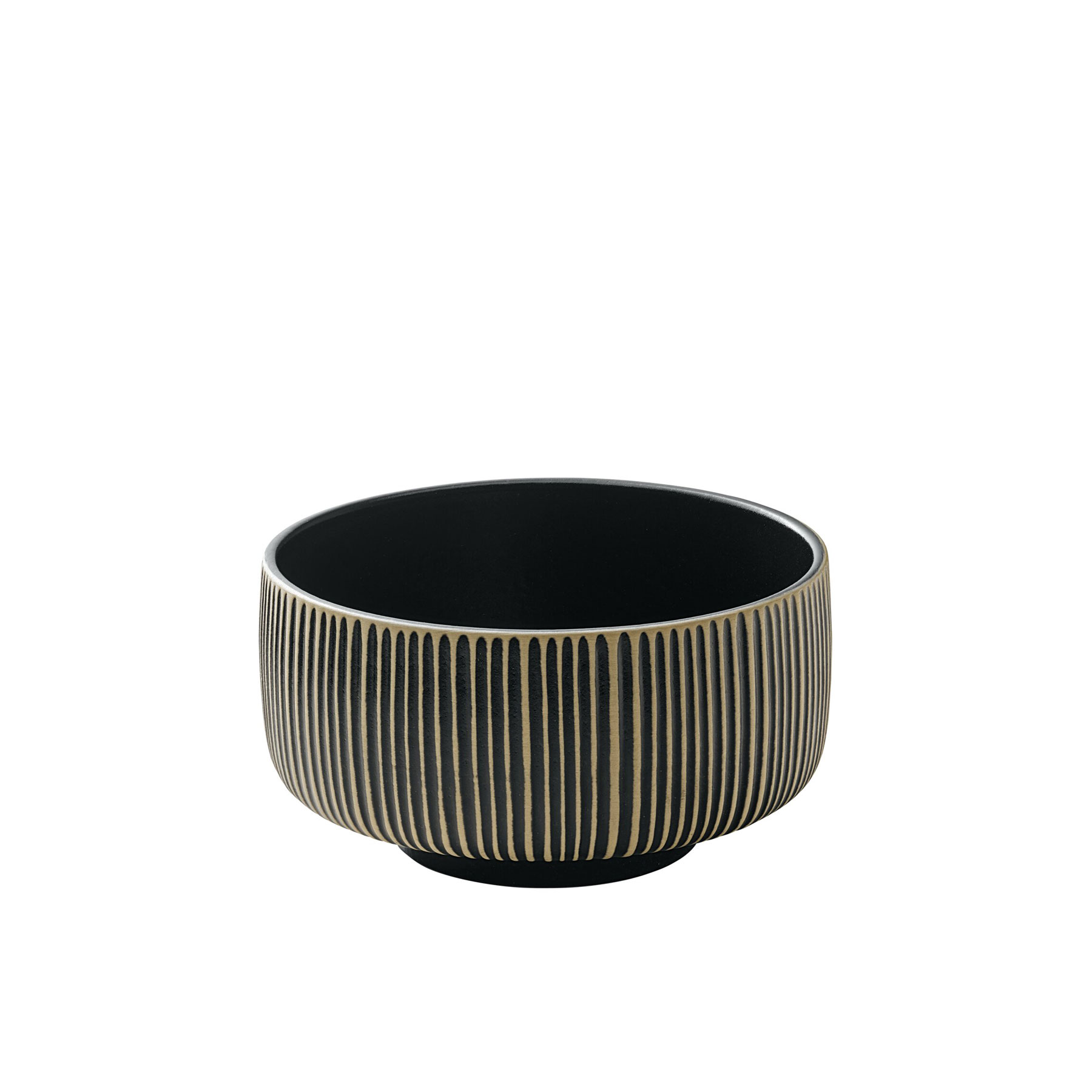 Playground, Steinzeug - NARA Schwarz/ Weiss : Schüssel rund , Relief, 15 cm/ 0,88 ltr.