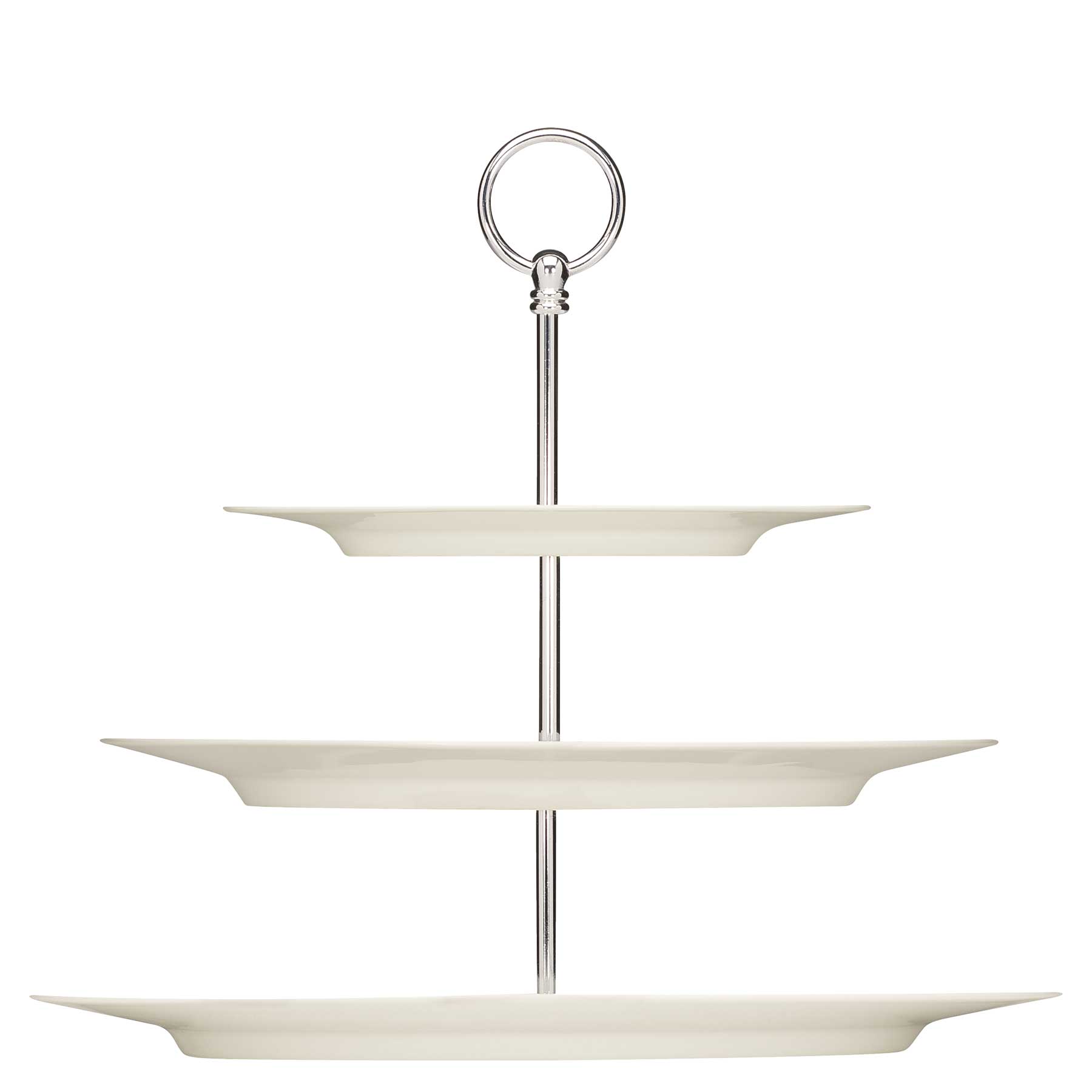 Bauscher, Purity - Etagere 3-fach mit Platten oval Fahne 24/ 33/ 38 cm, bonewhite, uni, 37,8 x 27,7 cm