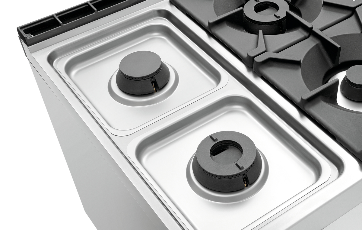 6 Flammen Gasherd, EBO 2/1GN, NS