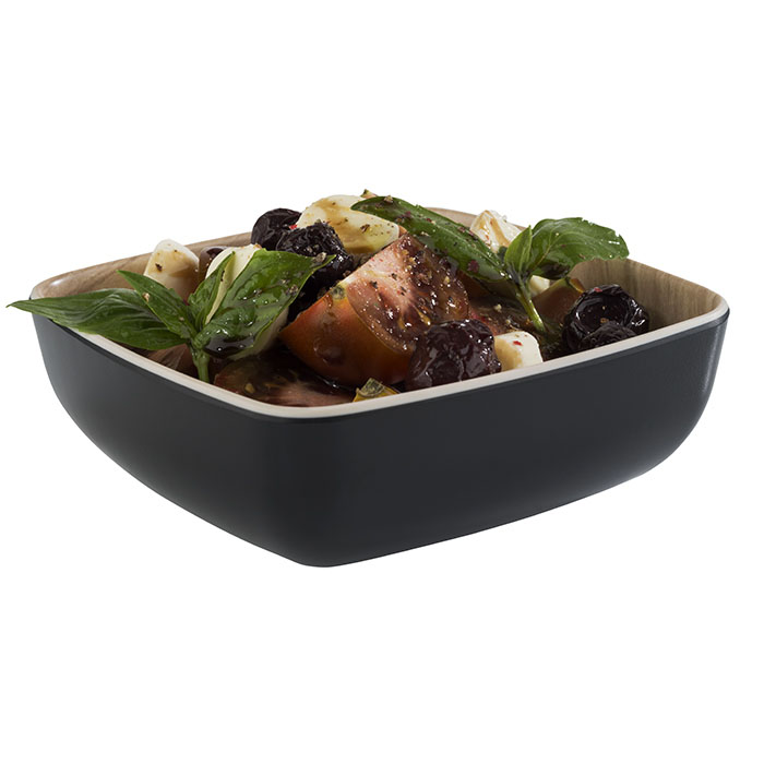 Schale FRIDA, 12,5 x 12,5 cm, H: 4,5 cm, Melamin, innen: Holzoptik