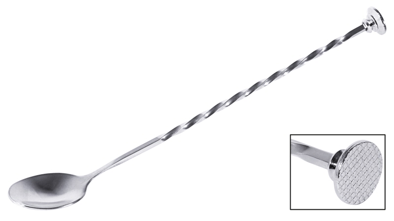Barlöffel mit Stößel, Edelstahl, L: 28 cm, D: 2 cm