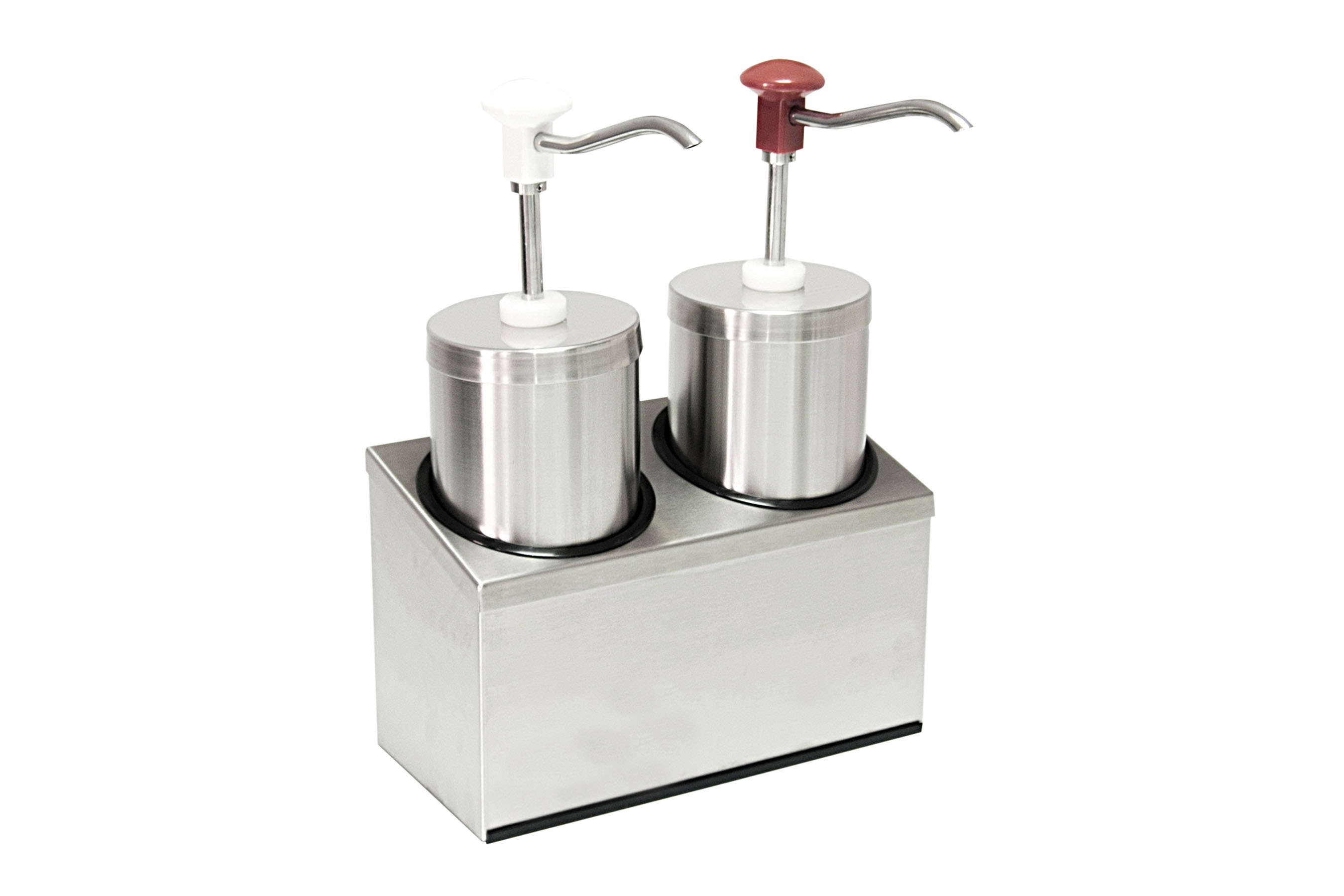 Dosierspender rund, 2-fach weiss/ rot, Inh. 2 x 2,25 ltr., 294 x 147 x 378 mm