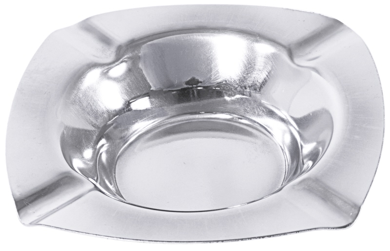 Aschenbecher, Edelstahl, hochglänzend, 12,5 x 12,5 x 2,5 cm