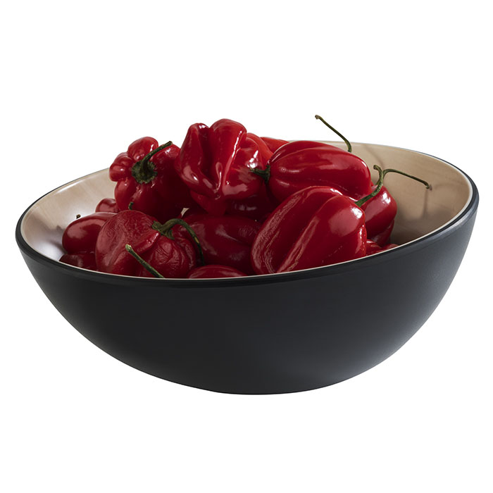 Schale FRIDA, D: 21,5 cm, H: 7 / 8,5 cm, Melamin, innen: Holzoptik