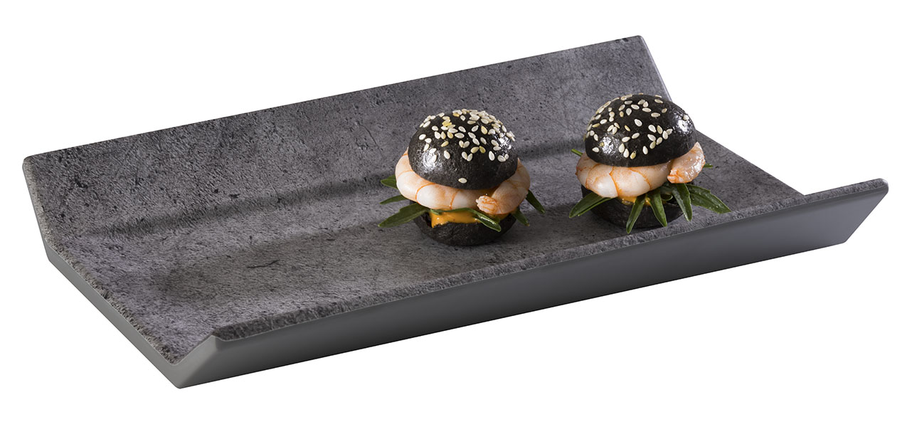 GN 1/4 Tablett ELEMENT 26,5 x 16,2 cm, H: 3,5 cm, Melamin, Betonoberfläche, anthrazit