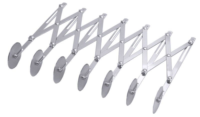 Teigschneider, 7 Schneidräder, EdSt., D: 5,4 cm, H: 24,5 cm, B: 70 cm