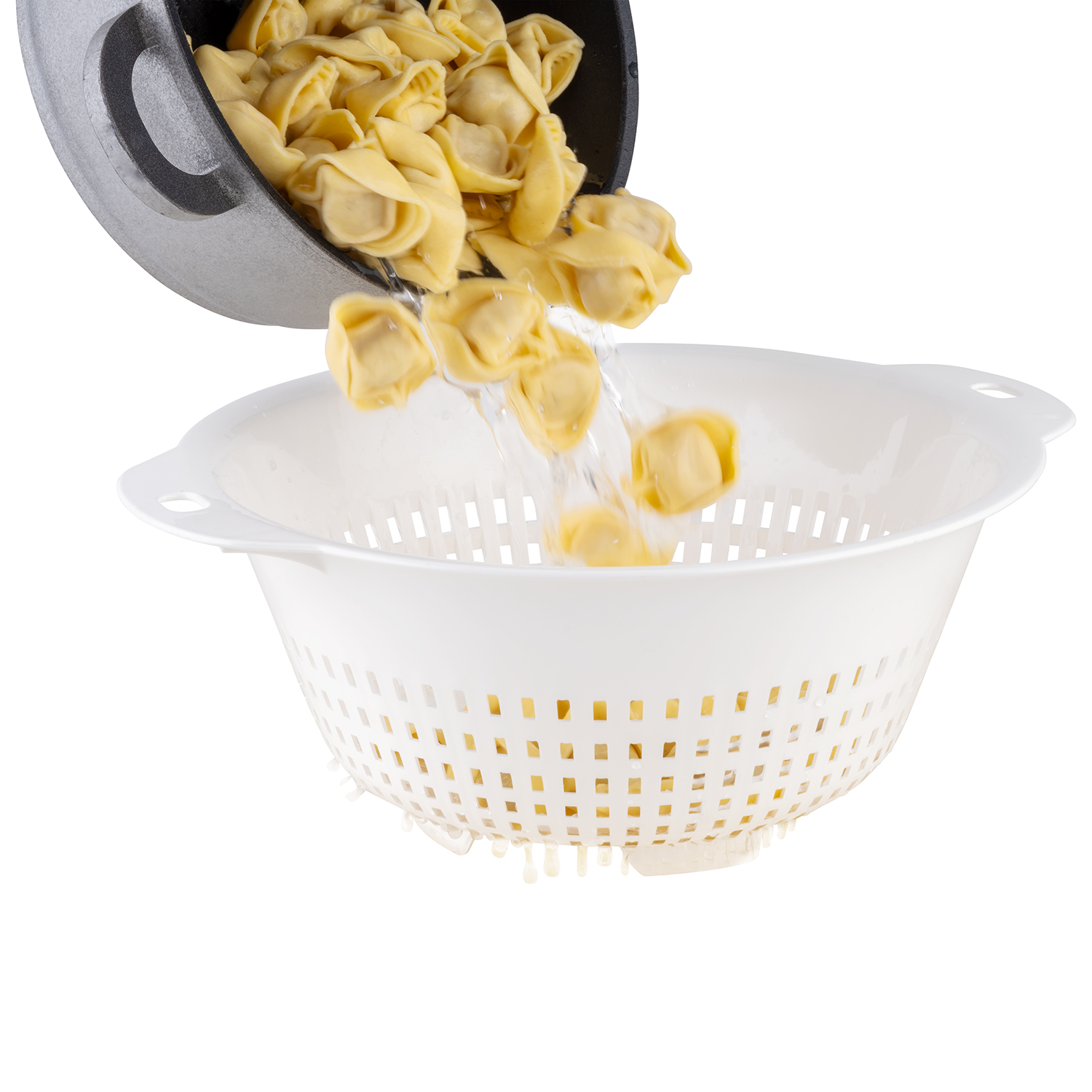 Seiher, Polypropylen, 2 Griffe je 2 cm, D: 27,5 cm, H: 12 cm, Farbe: weiss