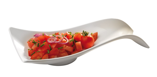 Schale SMALL WAVE, MINI 26 x 13 cm, H: 4,5 cm, Melamin, weiss, auch als Besteckablage