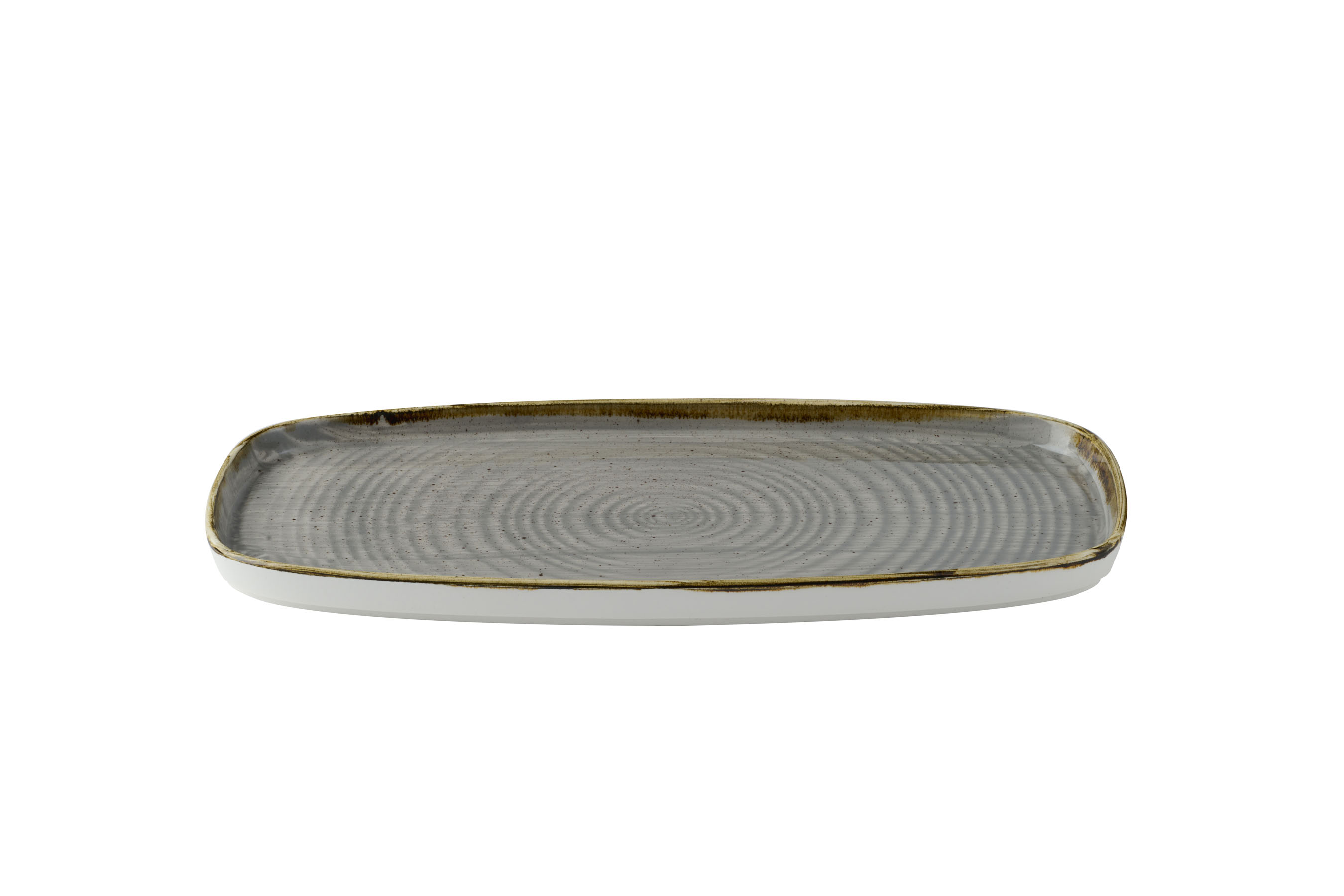 Churchill, Stonecast : Peppercorn Grey - Chefs Platte rechteckig m. erhöhten Rand, 35 x 18,5 x 2 cm