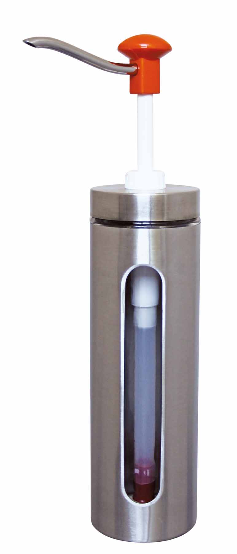 Dosierspender rund, Sichtfenster 1-fach gelb, Inh. 2 ltr., 98 x 98 x 440 mm