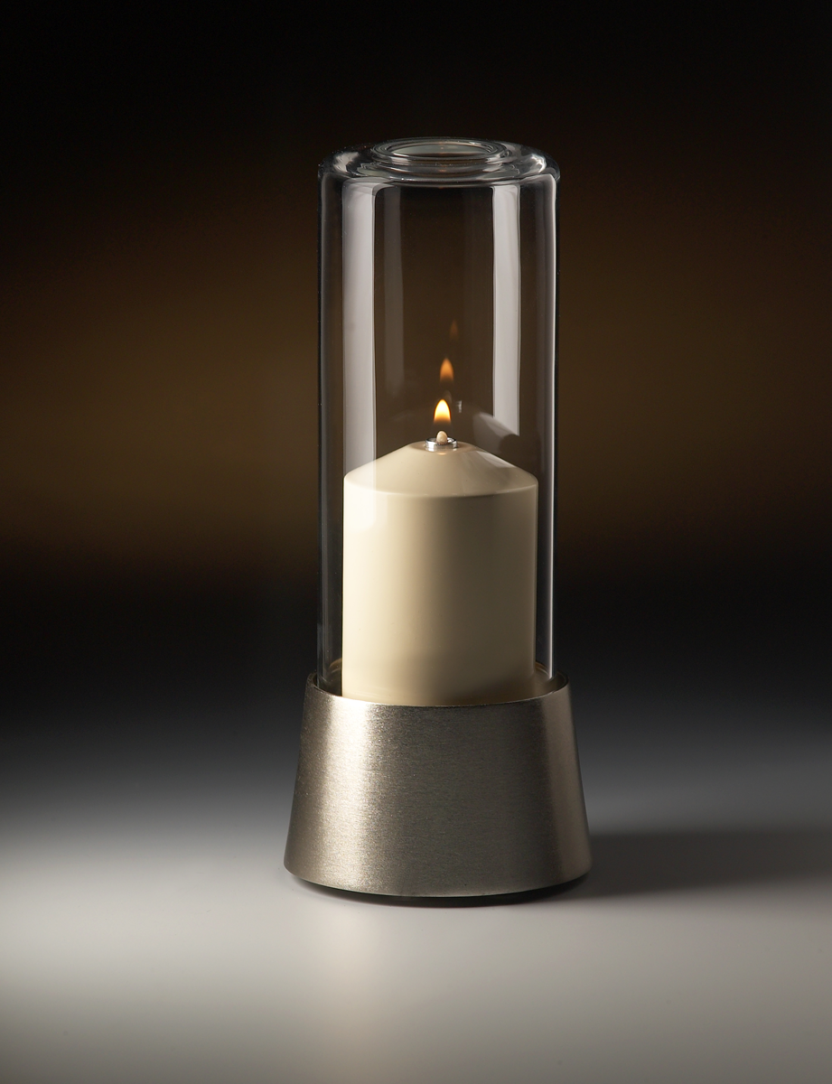 Tischlampe Coco 60A, Lampenkörper: nickel matt, Glaszylinder: klar, Höhe: 17,5 cm