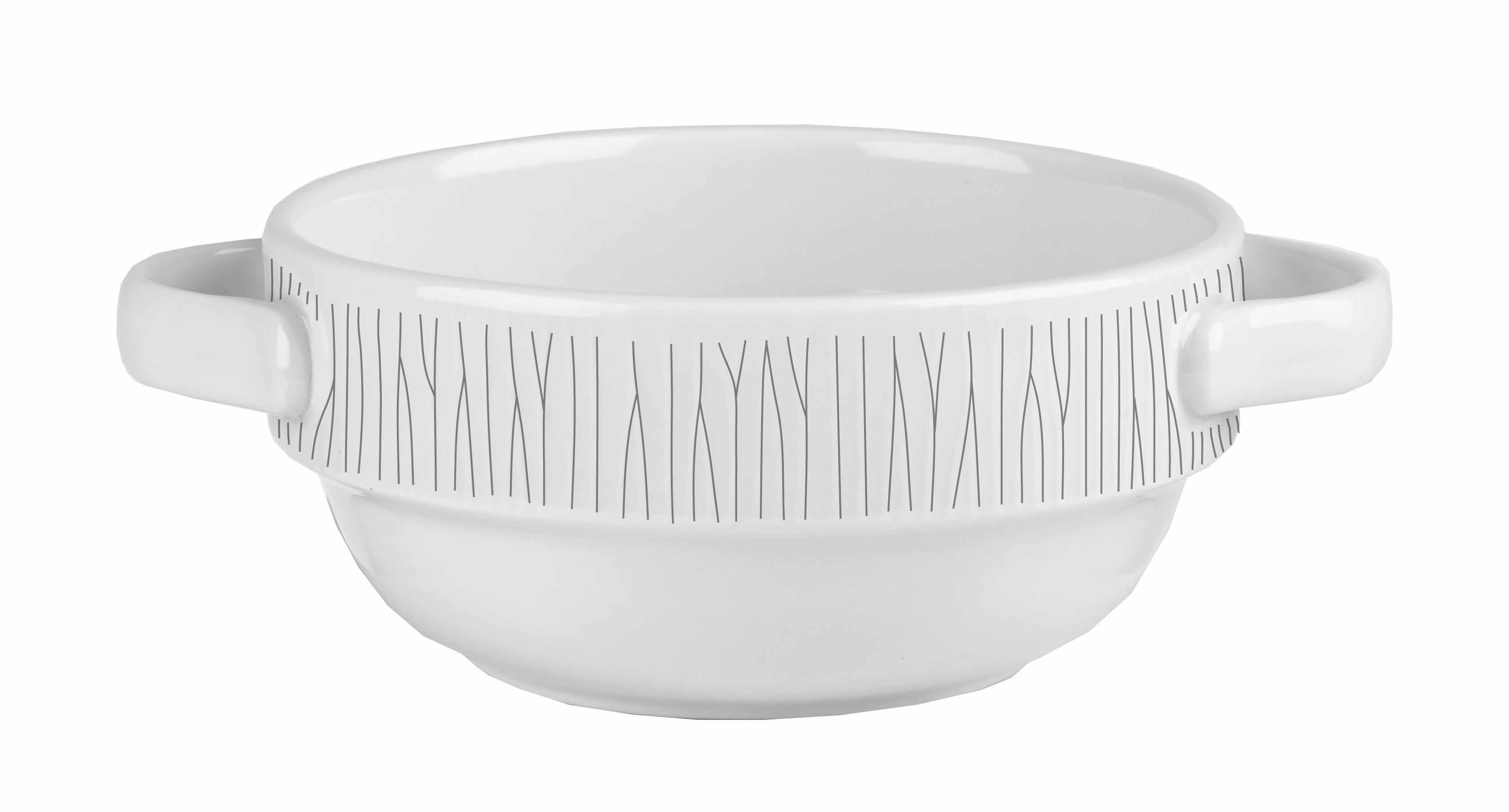 Churchill, Bamboo - Suppenschale stpb. m. 2 Hkl., uni/ weiss, 11,5 x 5,5 cm/ 0,36 ltr.