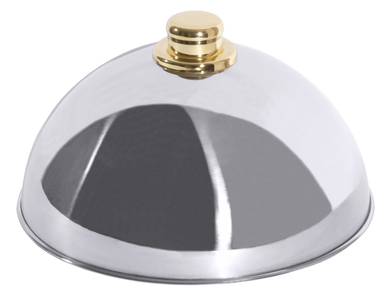 Speiseglocke mit goldfarbenen Griffknopf, Edelstahl, D: 25 cm, H: 13,5 cm