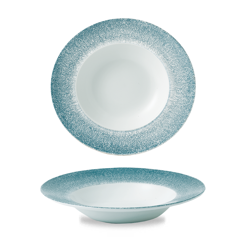 Churchill, Raku : Topaz Blue - Teller tief breite Fahne, 24 cm/ 0,28 ltr.