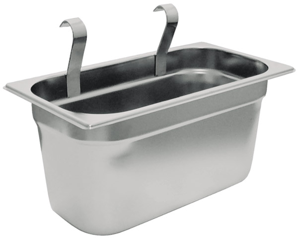 Bestecksammler GN 1/3 32,5 x 17,6 cm, H: 15 cm, Edelstahl, 2 Haken zum Einhängen