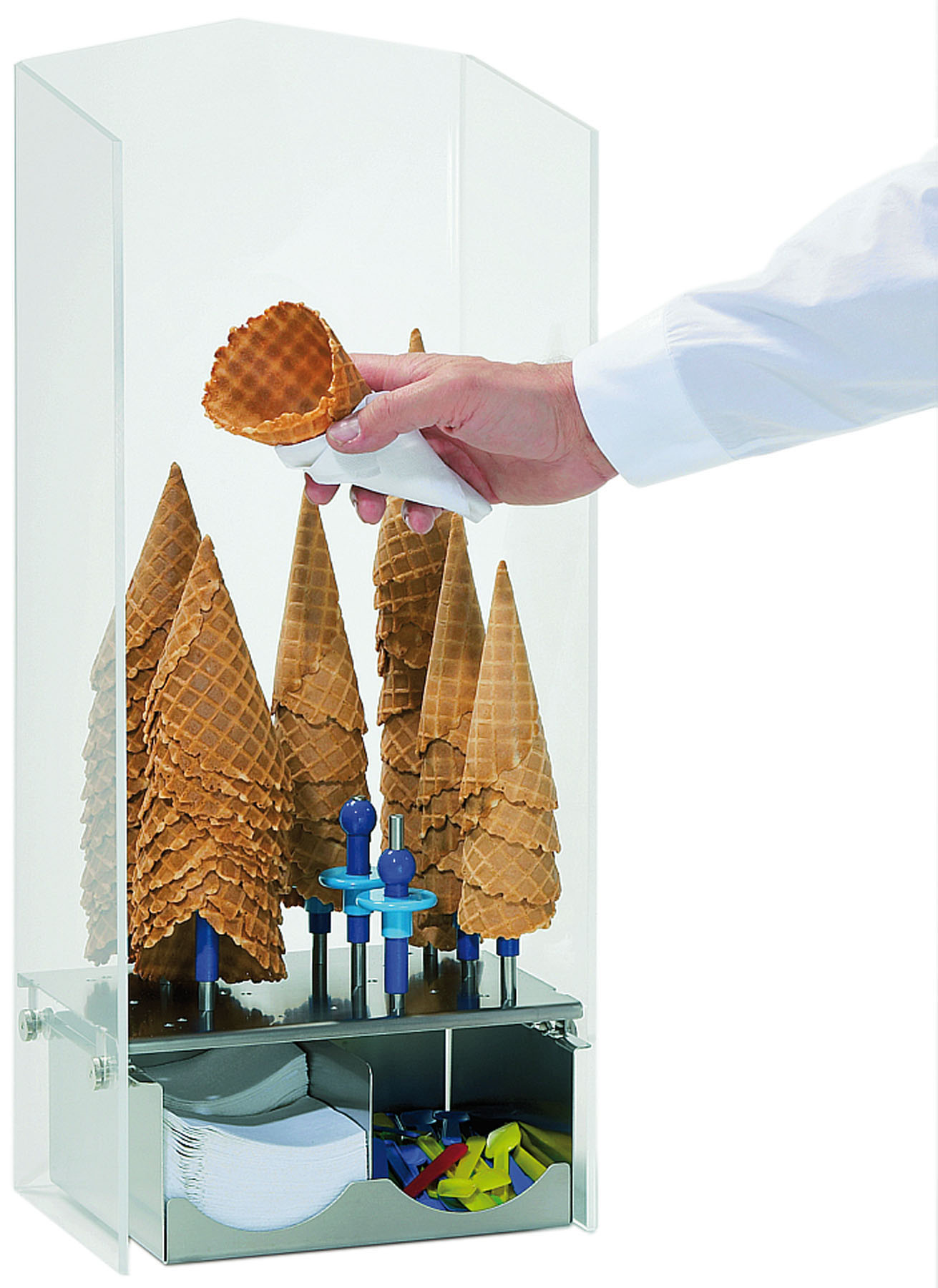 Eishörnchensilo - Modell 208, Plexiglas, EdSt., 8 Hörnchenhalter, LxBxH: 250 x 130 x 500 mm