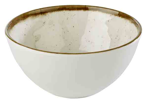 Schale STONE ART D: 15 cm, H: 7,5 cm, 0,6 ltr., Melamin, Rand: braun, weiss