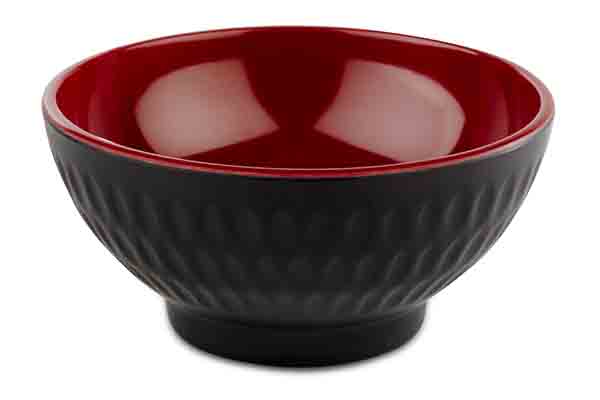 Schale ASIA PLUS D: 9,5 cm, H: 4,5 cm, 0,13 ltr., Melamin, außen: schwarz, matt, innen: rot