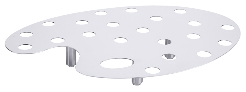 Malerpalette, mit 3 cm Löchern, Edelstahl, 11 Löcher, 36 x 24 cm