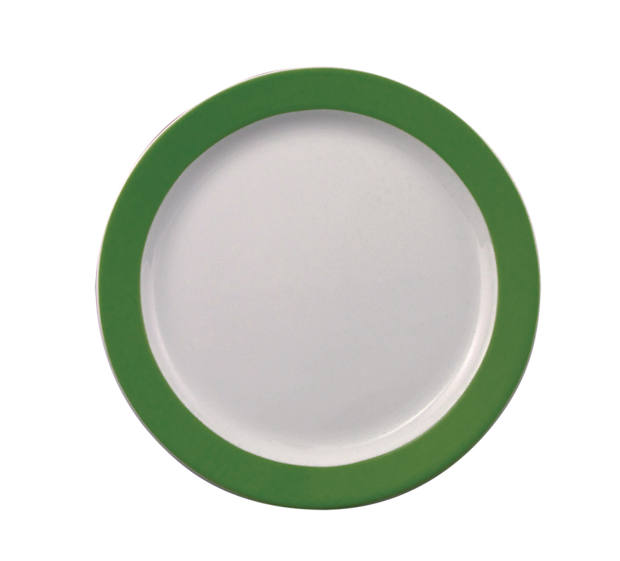 Eschenbach, Color - Dessert-, Vorspeisen-Teller, flach Fahne, weiss/ dunkelgrün, 24 cm