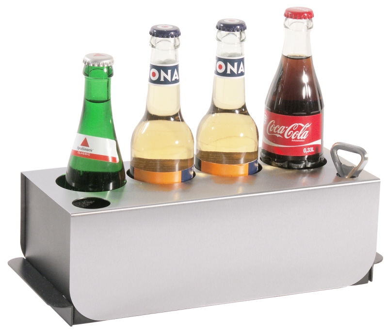 Konferenz-Flaschenkühler, schwarzem POM, Edelstahl, für 4 Flaschen, 33 x 12,5 x 10 cm