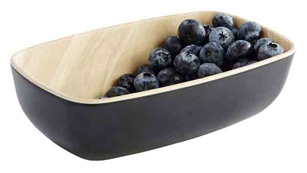 GN 1/9 Schale FRIDA 17,6 x 10,8 cm, H: 5,5 cm, 0,5 ltr.,Melamin, außen: schwarz, innen: Holzoptik