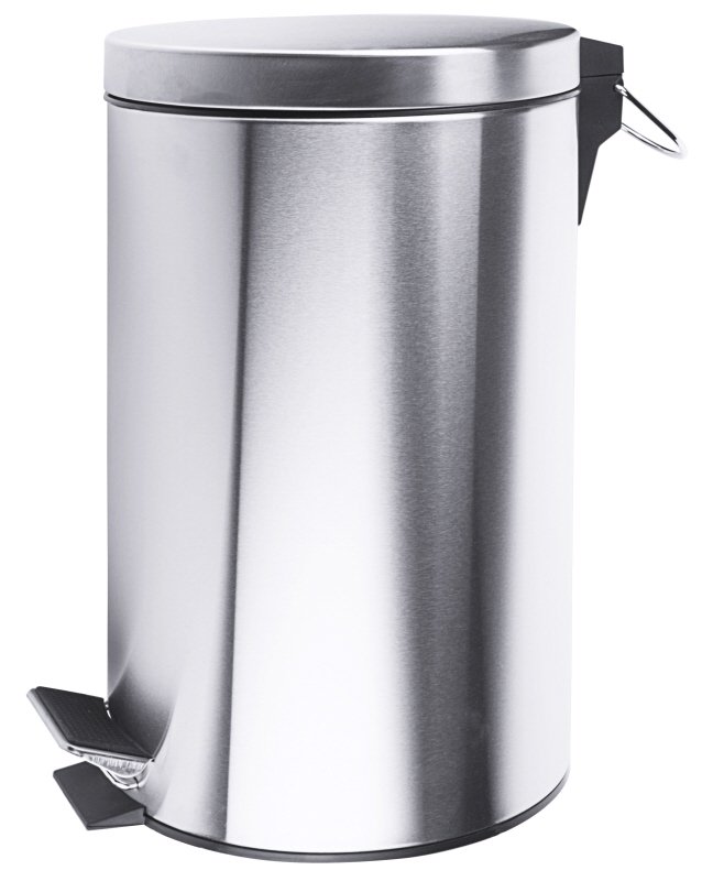 Tretabfalleimer, schwarzer Kunststoffeinsatz, Edelstahl, I: 5 ltr., D: 20 cm, H: 32 cm