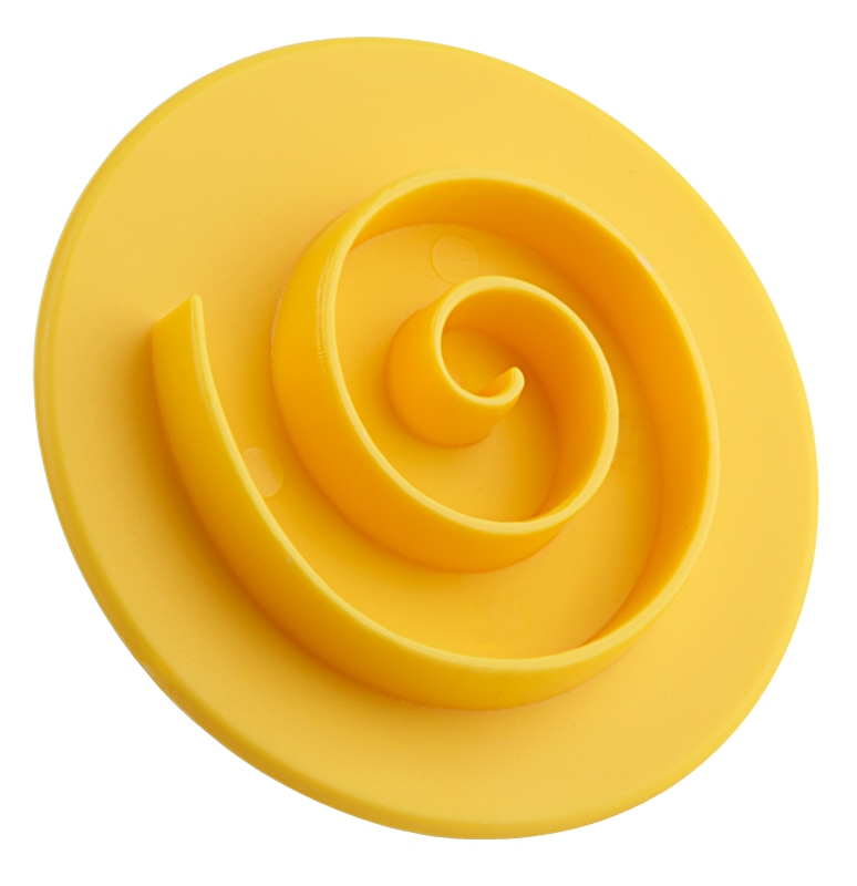 Brötchenteigdrücker Spirale, gelber Kunststoff, D: 8 cm, H: 3,5 cm