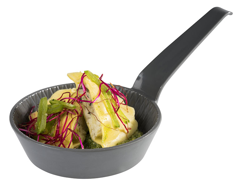 Schale MINI D: 8,5 cm, H: 2,5 cm, Melamin, mit Griff, anthrazit, 0,07 ltr.