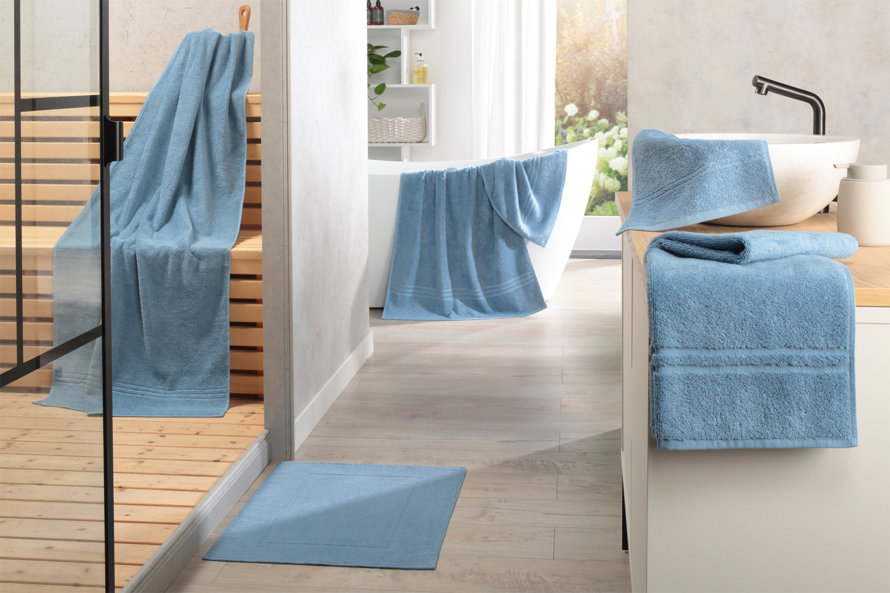 Florenz - Walkfrottier m. HT-Doppelborte, 450 g/ m²