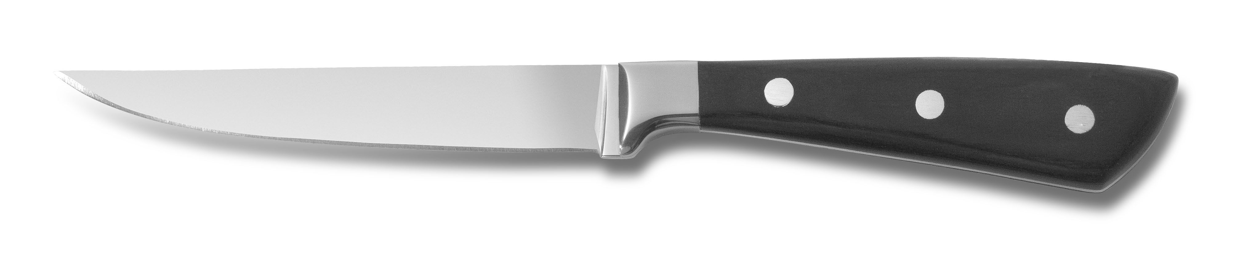 Comas, MontBlanc : Schwarz - Steakmesser massiv ChrSt., glatte Schneide, Holzgriff, 230 mm