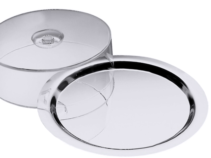 Platte mit Haube, EdSt., SAN-Kunststoff, D: 38 cm, H: 9,5 cm