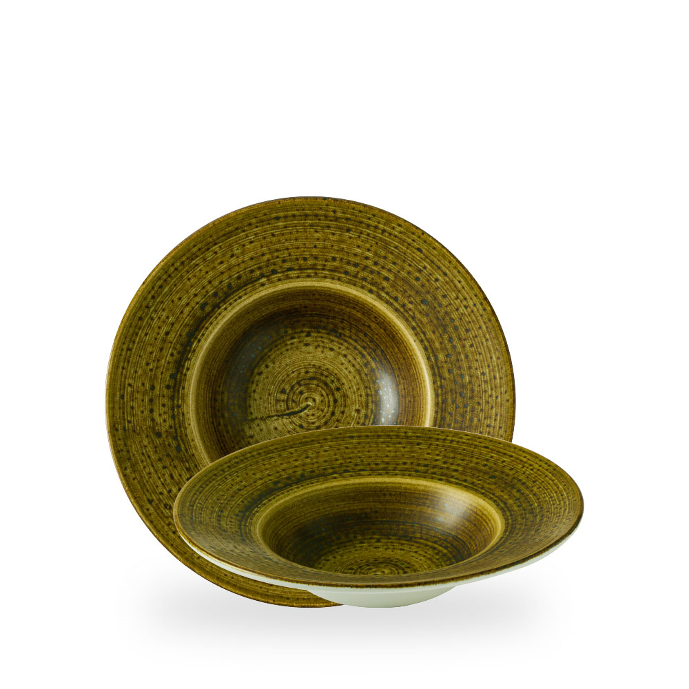 Churchill, Stonecast Plume : Olive - Teller tief breite Fahne, 24 cm/ 0,28 ltr.