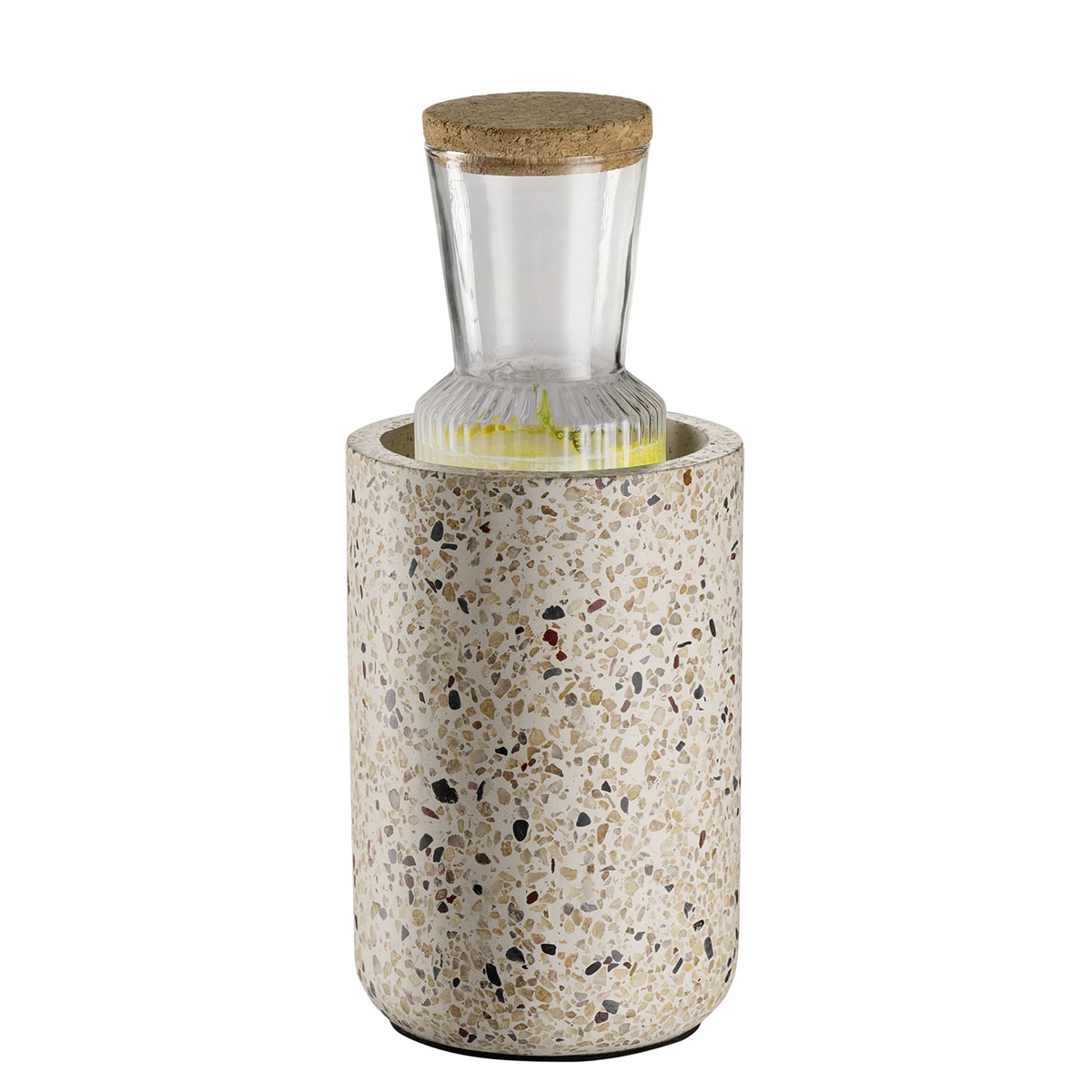Flaschenkuehler TERRAZZO, Beton, Terrazzooptik, innen D: 10 cm, aussen D: 12,5 cm, H: 19 cm
