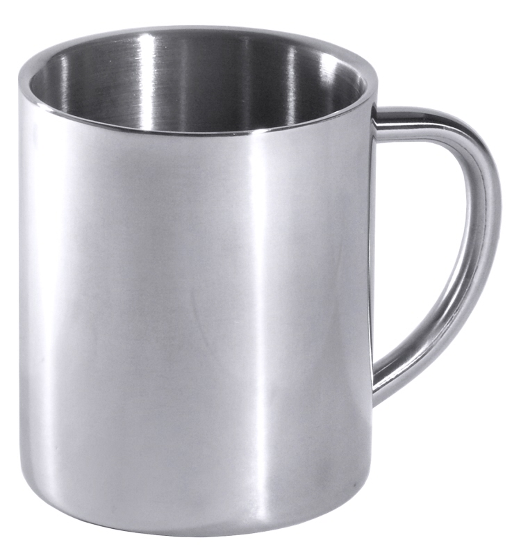 Trinkbecher mit Griff, doppelwandig, Edelstahl, I: 0,25 ltr., D: 7 cm, H: 9 cm