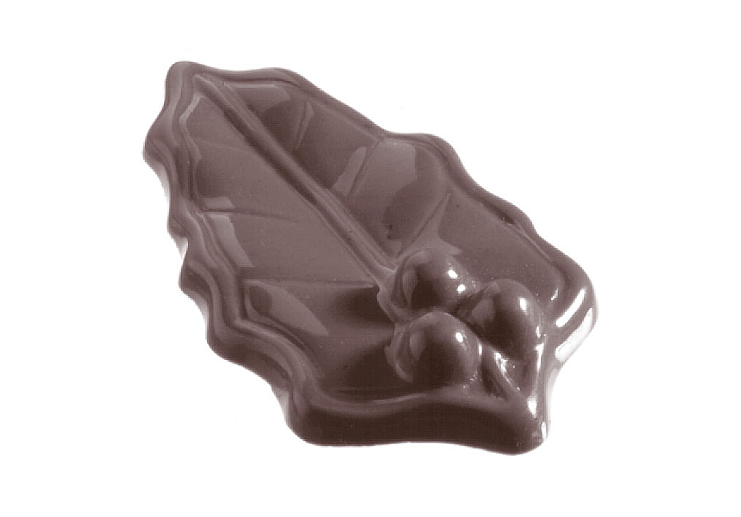 Schokoladen- Form Stechpalmenblatt, 275 x 135 mm, 2 x 7 Stück 57 x 32 x 7 mm