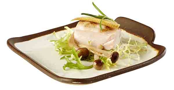 Teller CROCKER 14 x 13 cm, H: 2,5 cm, Melamin, creme, Tonoptik, brauner Rand