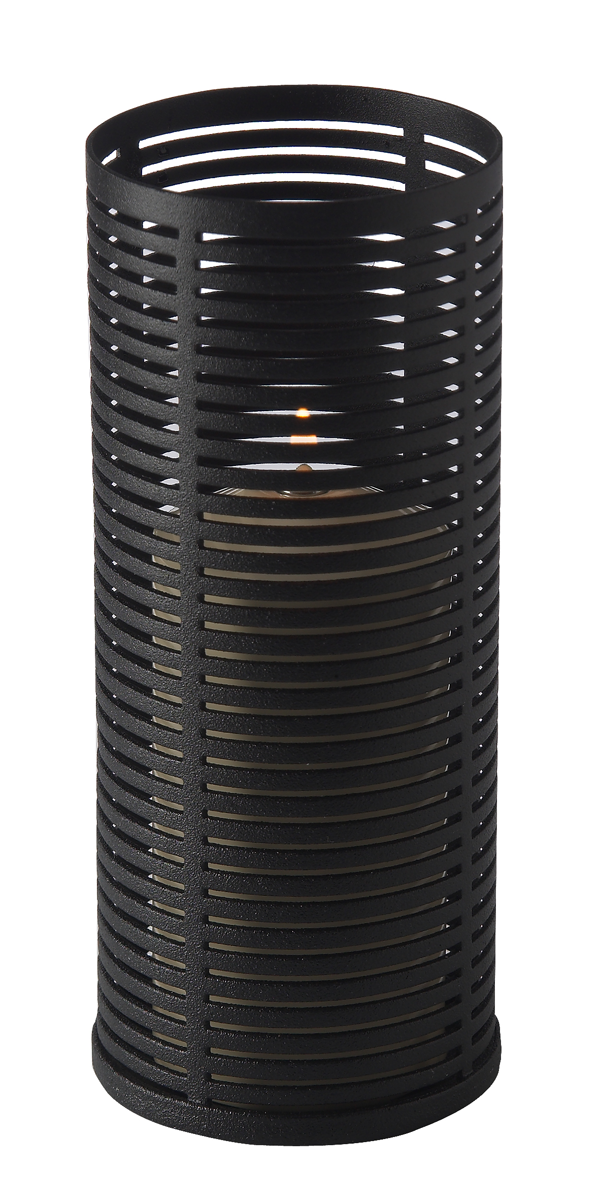 Tischlampe Ubi 60A, Lampenkörper: schwarz matt rund, Glaszylinder: klar, Höhe: 15 cm