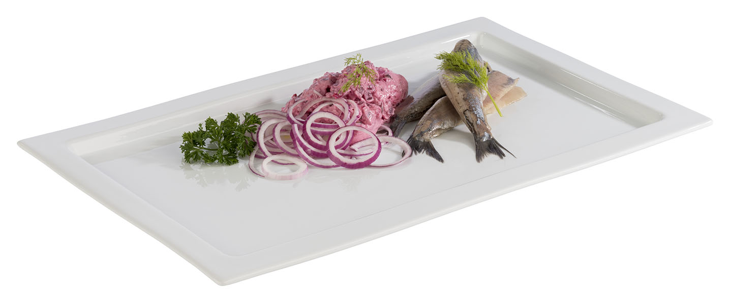 GN 1/1 Tablett FRAMES 53 x 32,5 cm, H: 2 cm Porzellan, eckig, weiss