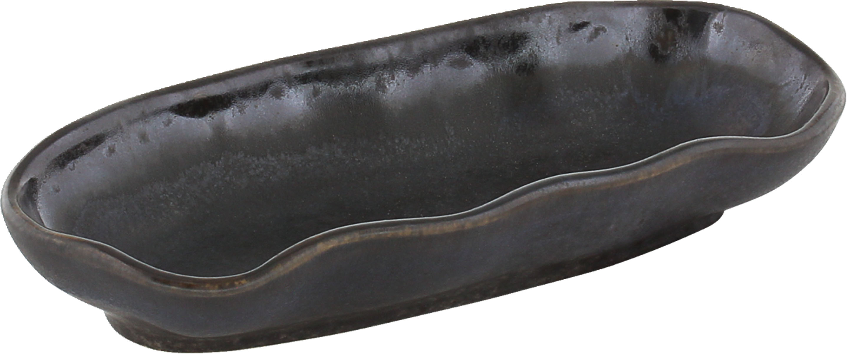 Playground, Steinzeug - NAMI : Platte, oval, ebenholzfarben, 15 x 7 cm