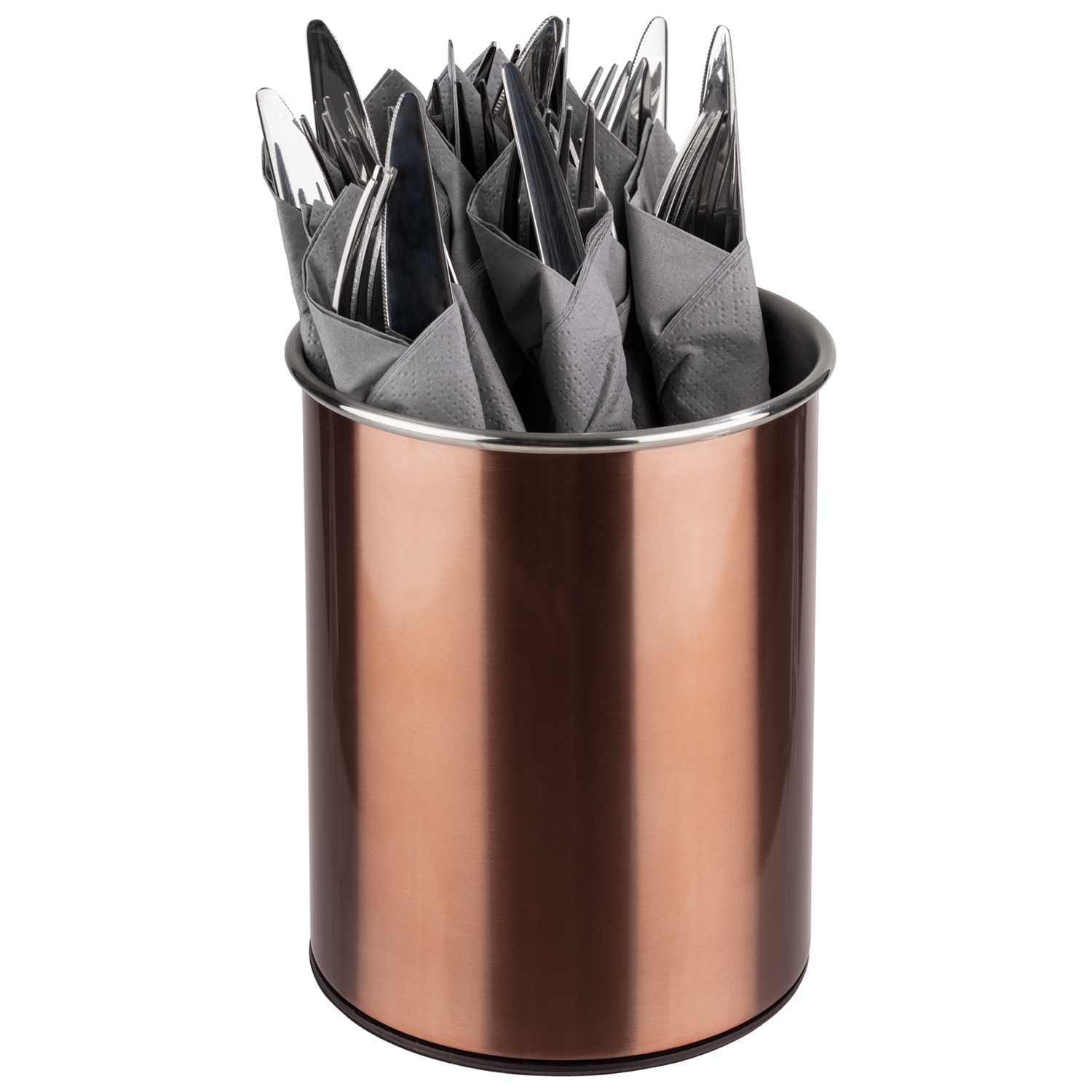 Besteckbehälter drehbar, Edelstahl, Polypropylen, D: 13 cm, H: 16,5 cm, innen: mattiert, aussen: kupferfarben