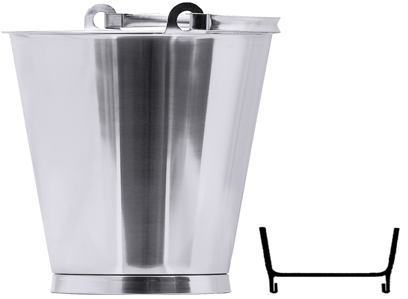 Eimer mit Bodenreifen, I: 10 ltr., D: 30 cm, H: 26,5 cm, Edelstahl